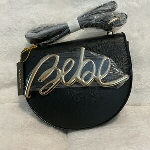 Bebe Black Crossbody Bag with Gold Logo